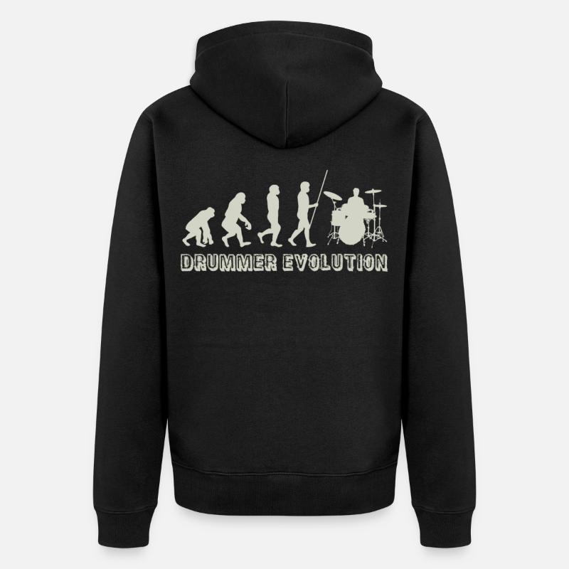 Evolution Schlagzeug Drummer - Unisex Premium Bio Zip Hoodie - Schwarz