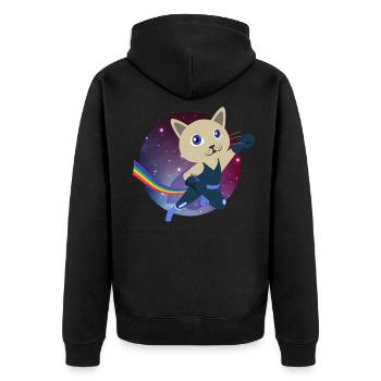 Cute cat superhero universe levitation kitty - Unisex Premium Organic Zip Hoodie - black - Back - Nico (187cm)