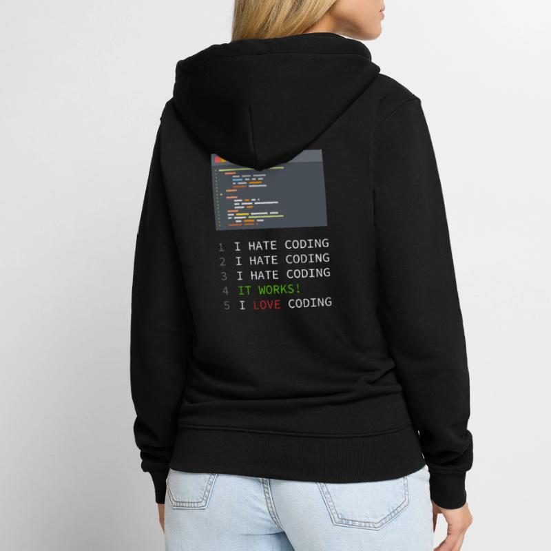 I love Coding! Programmierer, Nerds, Computer Unisex Premium Bio Zip Hoodie