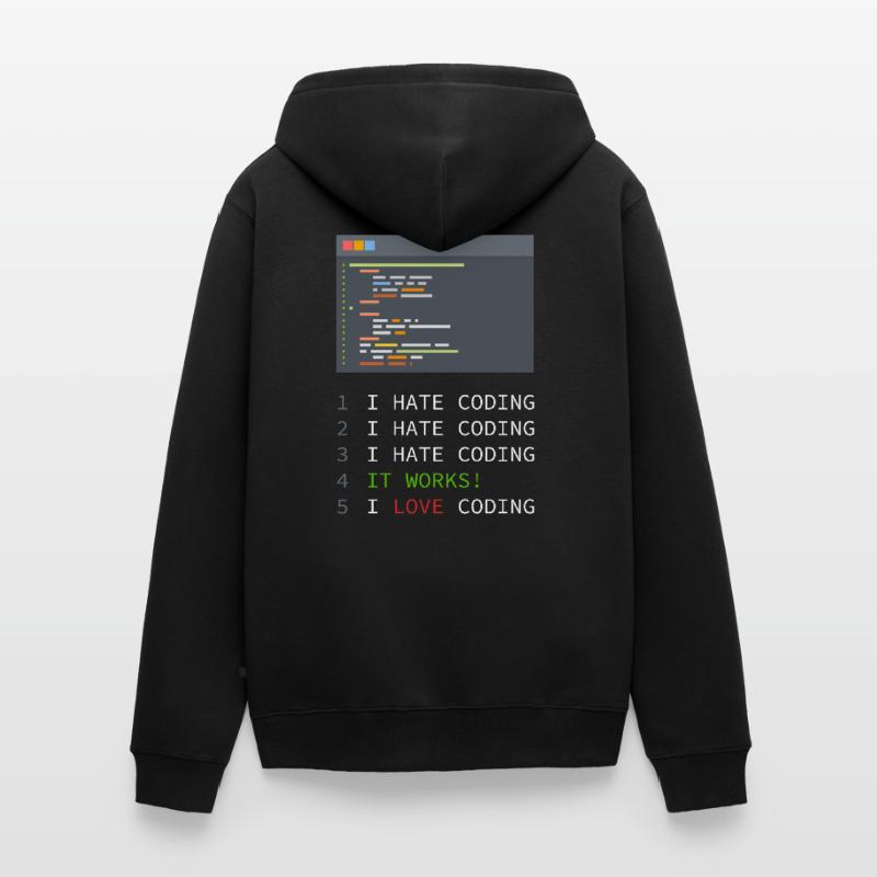 I love Coding! Programmierer, Nerds, Computer Unisex Premium Bio Zip Hoodie