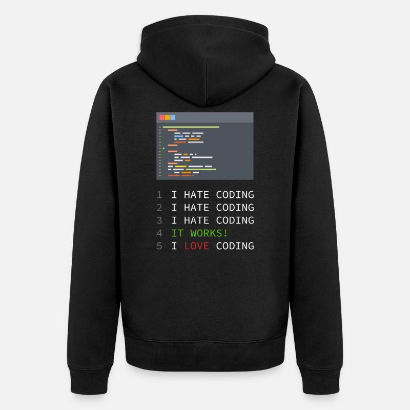 I love Coding! Programmierer, Nerds, Computer - Unisex Premium Bio Zip Hoodie - Schwarz