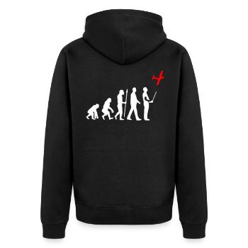 Modellflug Evolution - Unisex Premium Bio Zip Hoodie - Schwarz - Hinten - Nico (187cm)