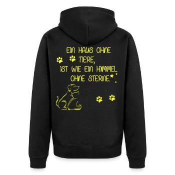 Katzen und Hunde Motiv - Unisex Premium Bio Zip Hoodie - Schwarz - Hinten - Nico (187cm)