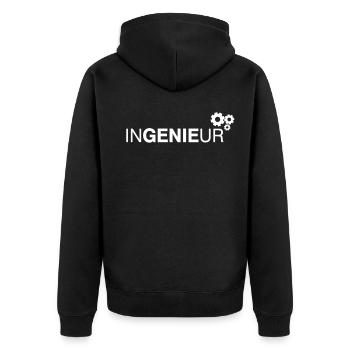 Ingenieur - Unisex Premium Bio Zip Hoodie - Schwarz - Hinten - Nico (187cm)
