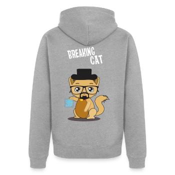 Süße Katze Heisenberg Cat Meth Blue - Unisex Premium Bio Zip Hoodie - Grau meliert - Hinten - Nico (187cm)