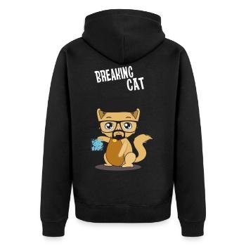 Süße Katze Heisenberg Cat Meth Blue - Unisex Premium Bio Zip Hoodie - Schwarz - Hinten - Nico (187cm)