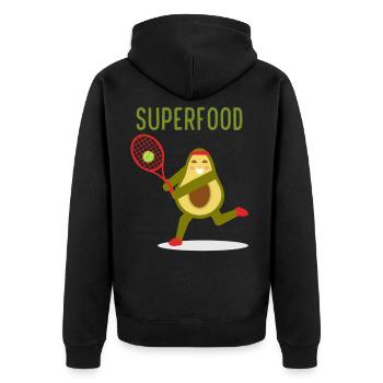 Avocado Superfood Lustig Tennis Ball Sport Fit - Unisex Premium Bio Zip Hoodie - Schwarz - Hinten - Nico (187cm)