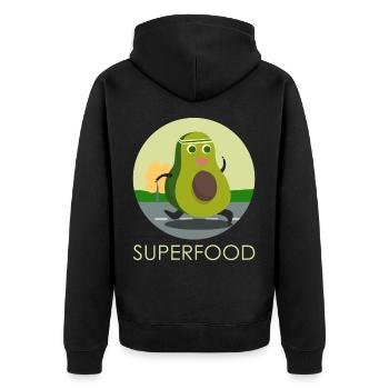 Avocado Superfood Funny Sport Training Jogging - Unisex Premium Organic Zip Hoodie - black - Back - Nico (187cm)