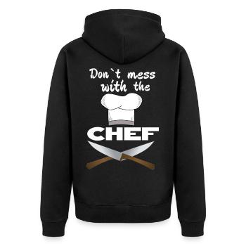 Don’t mess with the chef cuisinier cadeau - Veste à capuche bio Premium Unisexe - noir - Dos - Nico (187cm)