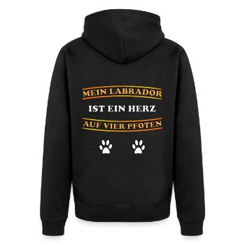 Mein Labrador ist ein Herz auf 4 Pfoten Geschenk - Unisex Premium Bio Zip Hoodie - Schwarz - Hinten - Nico (187cm)