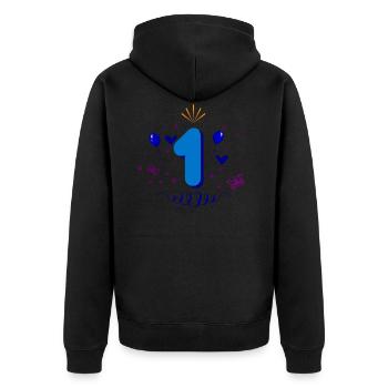 1er cadeau d'anniversaire pour les garçons - Veste à capuche bio Premium Unisexe - noir - Dos - Nico (187cm)