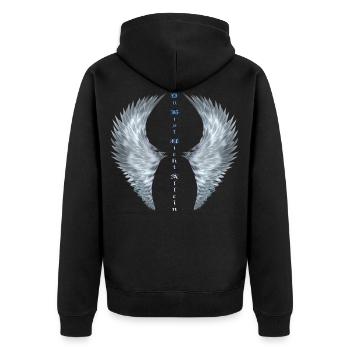 Flügel - Du bist nicht allein.. - Unisex Premium Bio Zip Hoodie - Schwarz - Hinten - Nico (187cm)