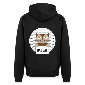 Süße Katze Gefängnis Knast Hinter Gittern Böse - Unisex Premium Bio Zip Hoodie - Schwarz - Hinten - Nico (187cm)