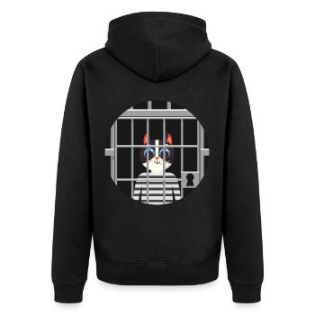 Süße Katze Gefängnis Knast Hinter Gittern Böse - Unisex Premium Bio Zip Hoodie - Schwarz - Hinten - Nico (187cm)