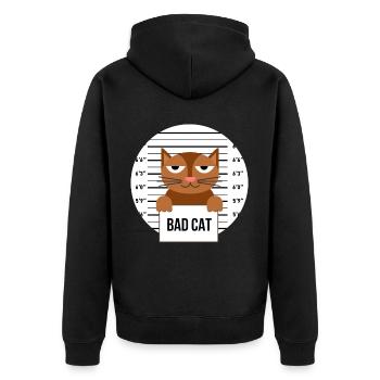 Süße Katze Gefängnis Knast Hinter Gittern Böse - Unisex Premium Bio Zip Hoodie - Schwarz - Hinten - Nico (187cm)