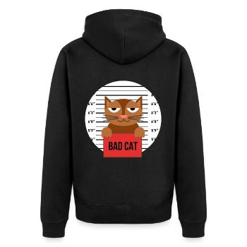 Süße Katze Gefängnis Knast Hinter Gittern Böse - Unisex Premium Bio Zip Hoodie - Schwarz - Hinten - Nico (187cm)