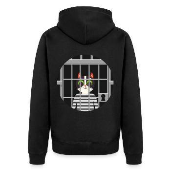 Süße Katze Gefängnis Knast Hinter Gittern Böse - Unisex Premium Bio Zip Hoodie - Schwarz - Hinten - Nico (187cm)