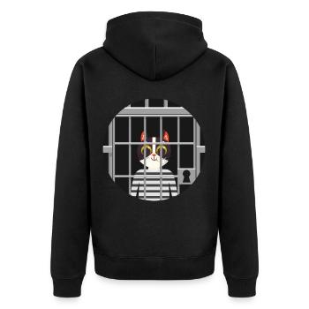Süße Katze Gefängnis Knast Hinter Gittern Böse - Unisex Premium Bio Zip Hoodie - Schwarz - Hinten - Nico (187cm)