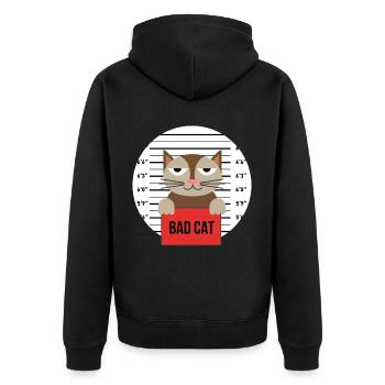 Süße Katze Gefängnis Knast Hinter Gittern Böse - Unisex Premium Bio Zip Hoodie - Schwarz - Hinten - Nico (187cm)