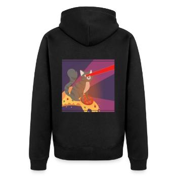 Cat Pussy Pizza Food Hunger Hangover Funny - Unisex Premium Organic Zip Hoodie - black - Back - Nico (187cm)
