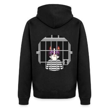 Süße Katze Gefängnis Knast Hinter Gittern Böse - Unisex Premium Bio Zip Hoodie - Schwarz - Hinten - Nico (187cm)