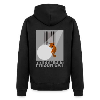 Kater Miau Katze Gefängnis Ausbruch Lustig Süß - Unisex Premium Bio Zip Hoodie - Schwarz - Hinten - Nico (187cm)