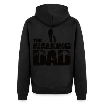The Walking DAD #black - Unisex Premium Bio Zip Hoodie - Schwarz - Hinten - Nico (187cm)