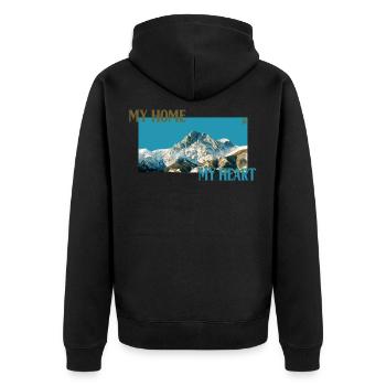 My Home My Heart "Gran Sasso" - Unisex Premium Organic Zip Hoodie - black - Back - Nico (187cm)