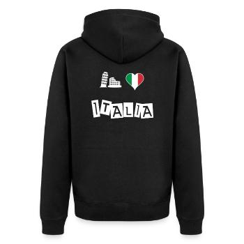 Io amo l'Italia Pisa Colosseo - Unisex Premium Organic Zip Hoodie - black - Back - Nico (187cm)