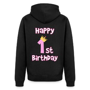 1st birthday 1 year children's birthday gift - Unisex Premium Organic Zip Hoodie - black - Back - Nico (187cm)