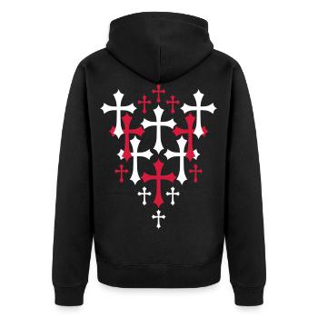 03 Modèle Croix gothique - Veste à capuche bio Premium Unisexe - noir - Dos - Nico (187cm)