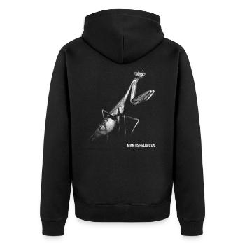 Gottesanbeterin - Unisex Premium Bio Zip Hoodie - Schwarz - Hinten - Nico (187cm)