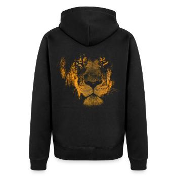 lion tête chat sauvage crinière - Veste à capuche bio Premium Unisexe - noir - Dos - Nico (187cm)