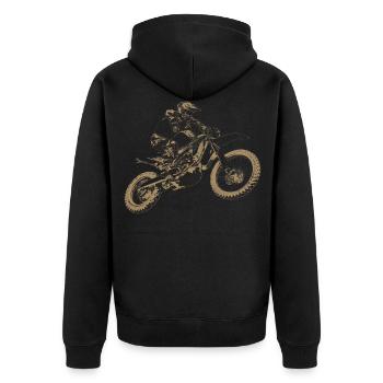 motorrad motorcross - Unisex Premium Bio Zip Hoodie - Schwarz - Hinten - Nico (187cm)