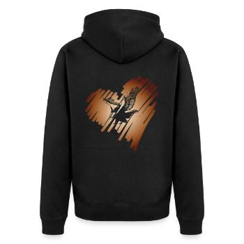 Heart with Eagle Golden Eagle Osprey White-tailed Eagle - Unisex Premium Organic Zip Hoodie - black - Back - Nico (187cm)