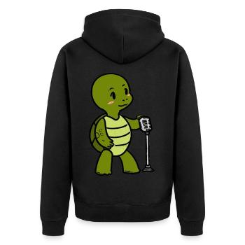 Kleiner Sänger Musikant Schildkröte Tiere - Unisex Premium Bio Zip Hoodie - Schwarz - Hinten - Nico (187cm)
