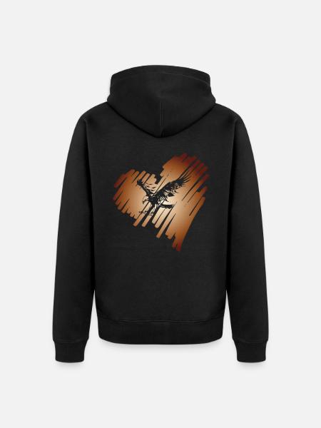 Sydän kotkan kultaisen kotkan Ospreyn kanssa Merikotka - Premium unisex luomu-huppari vetoketjulla - musta