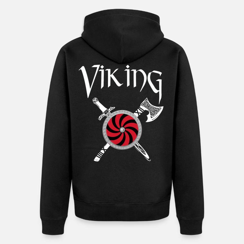 viking Wikinger - Unisex Premium Bio Zip Hoodie - Schwarz