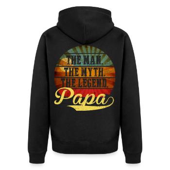 Papa - L'homme, le mythe, la légende - Veste à capuche bio Premium Unisexe - noir - Dos - Nico (187cm)
