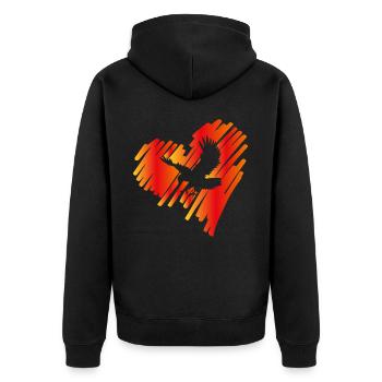Heart with Eagle Golden Eagle Osprey White-tailed Eagle - Unisex Premium Organic Zip Hoodie - black - Back - Nico (187cm)