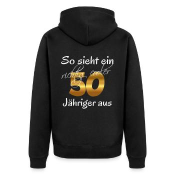 cool 50e anniversaire rond cadeau d’anniversaire - Veste à capuche bio Premium Unisexe - noir - Dos - Nico (187cm)