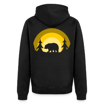 Bär im Wald - Unisex Premium Bio Zip Hoodie - Schwarz - Hinten - Nico (187cm)