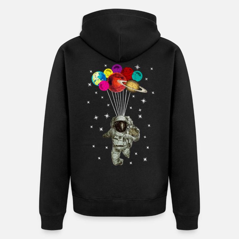 Astronaute avec des ballons - Veste à capuche bio Premium Unisexe - noir
