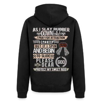 Please protect my ride - Motorsport / Car T-Shirt - Unisex Premium Organic Zip Hoodie - black - Back - Nico (187cm)