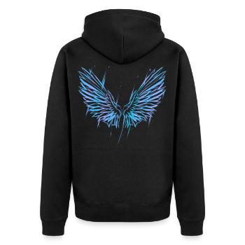 BLUE ANGEL WINGS - Énergie des ailes d'ange - Veste à capuche bio Premium Unisexe - noir - Dos - Nico (187cm)
