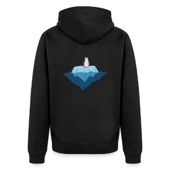 Pinguin auf Eis - Klimaschutz Earth Day Natur - Unisex Premium Bio Zip Hoodie - Schwarz - Hinten - Nico (187cm)