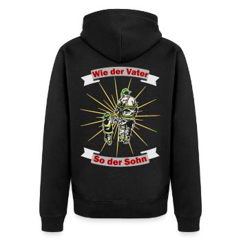 Feuerwehr Geschenk - Unisex Premium Bio Zip Hoodie - Schwarz - Hinten - Nico (187cm)