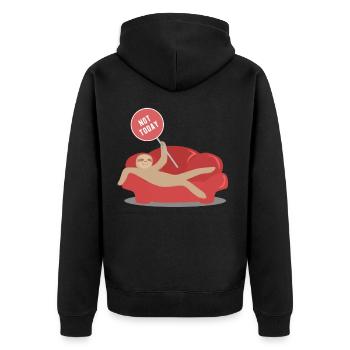 Not today Sloth on Sofa - Funny Sloth Shirt - Unisex Premium Organic Zip Hoodie - black - Back - Nico (187cm)