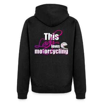 Motorcycle Motorcyclist Lady Gift - Unisex Premium Organic Zip Hoodie - black - Back - Nico (187cm)