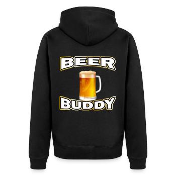 Beer Buddy Beer Mug - Unisex Premium Organic Zip Hoodie - black - Back - Nico (187cm)